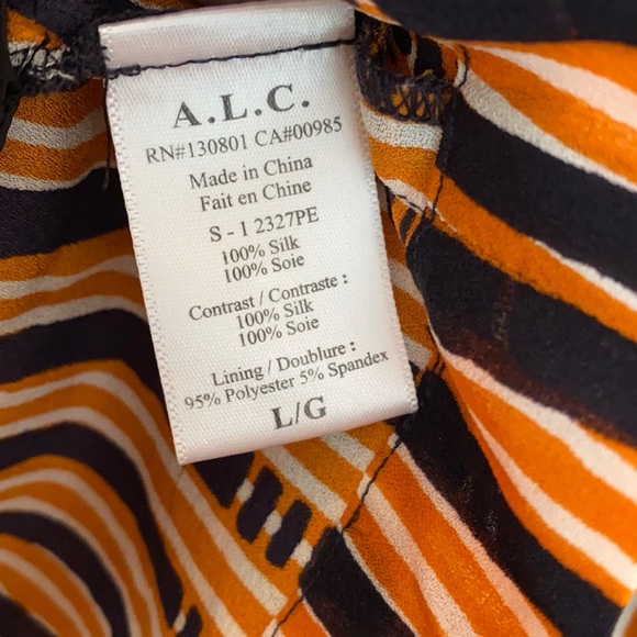 A.L.C. 2014 Orange Navy Striped Silk Shorts Oxford w/ Belt Snaps Women's Large - Picture 11 of 11